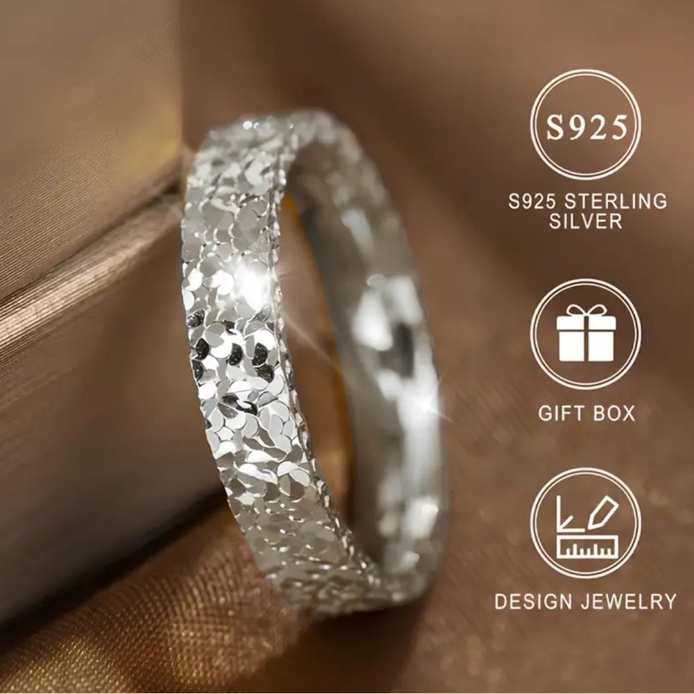 ♥️ New! Fragment Ice 925 Sterling Silver Sparkling Band Size 7